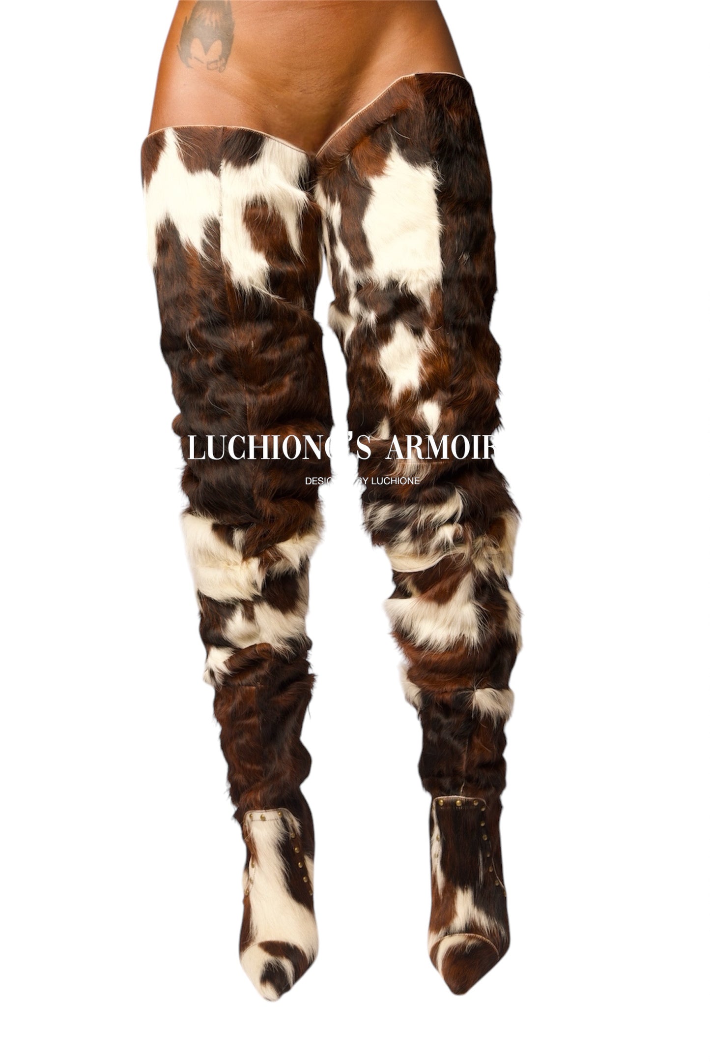 Holy Kow Cowhide Thigh High Boot (Pre-Order)