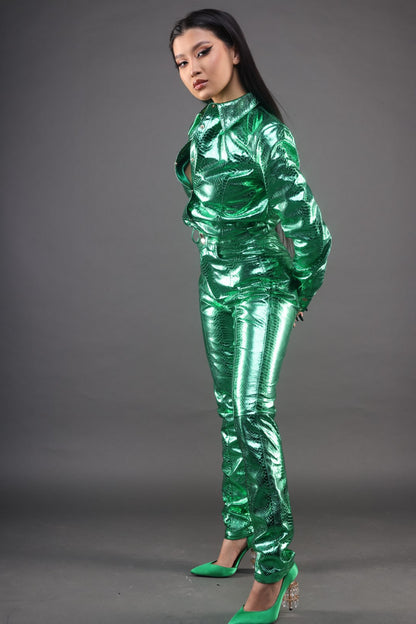 The Lex Talio | Kelly Green Python Pants